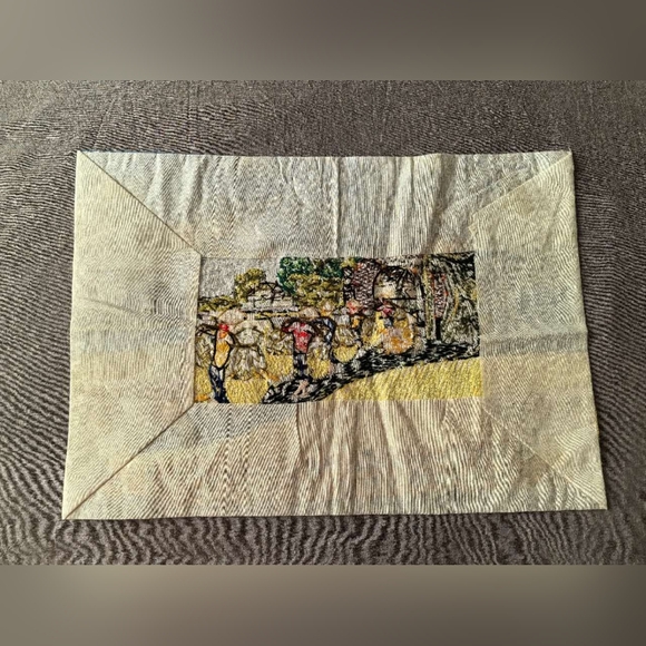 Vintage Vietnamese Handmade Silk Embroidered art, village Scenery - Picture 4 of 4